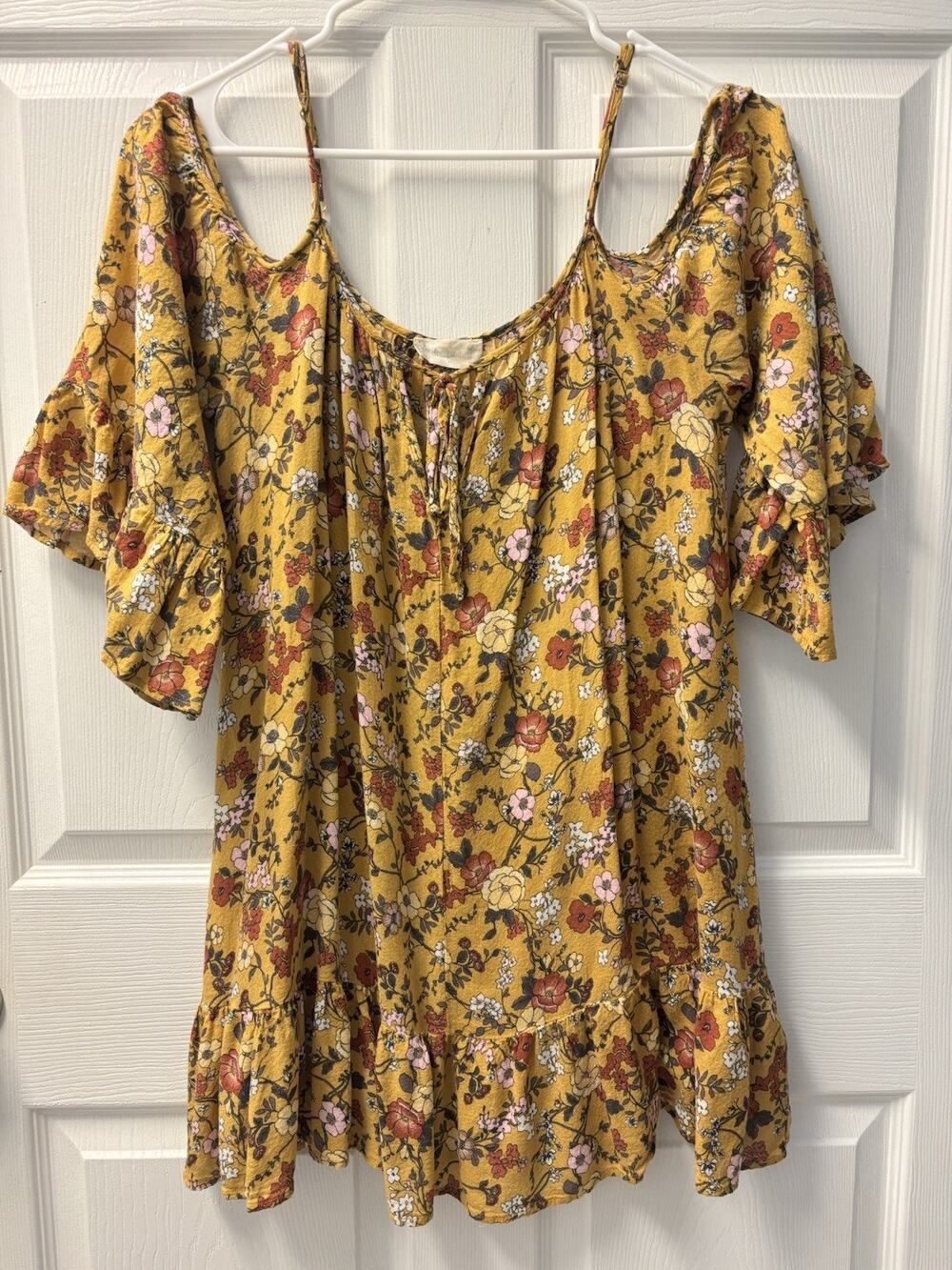 Altar’d State Mustard Yellow Floral Blouse Size Medium